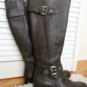 Naturalizer Jean Size Women Leather Riding Boots Green Lea - size 6M - NEW
